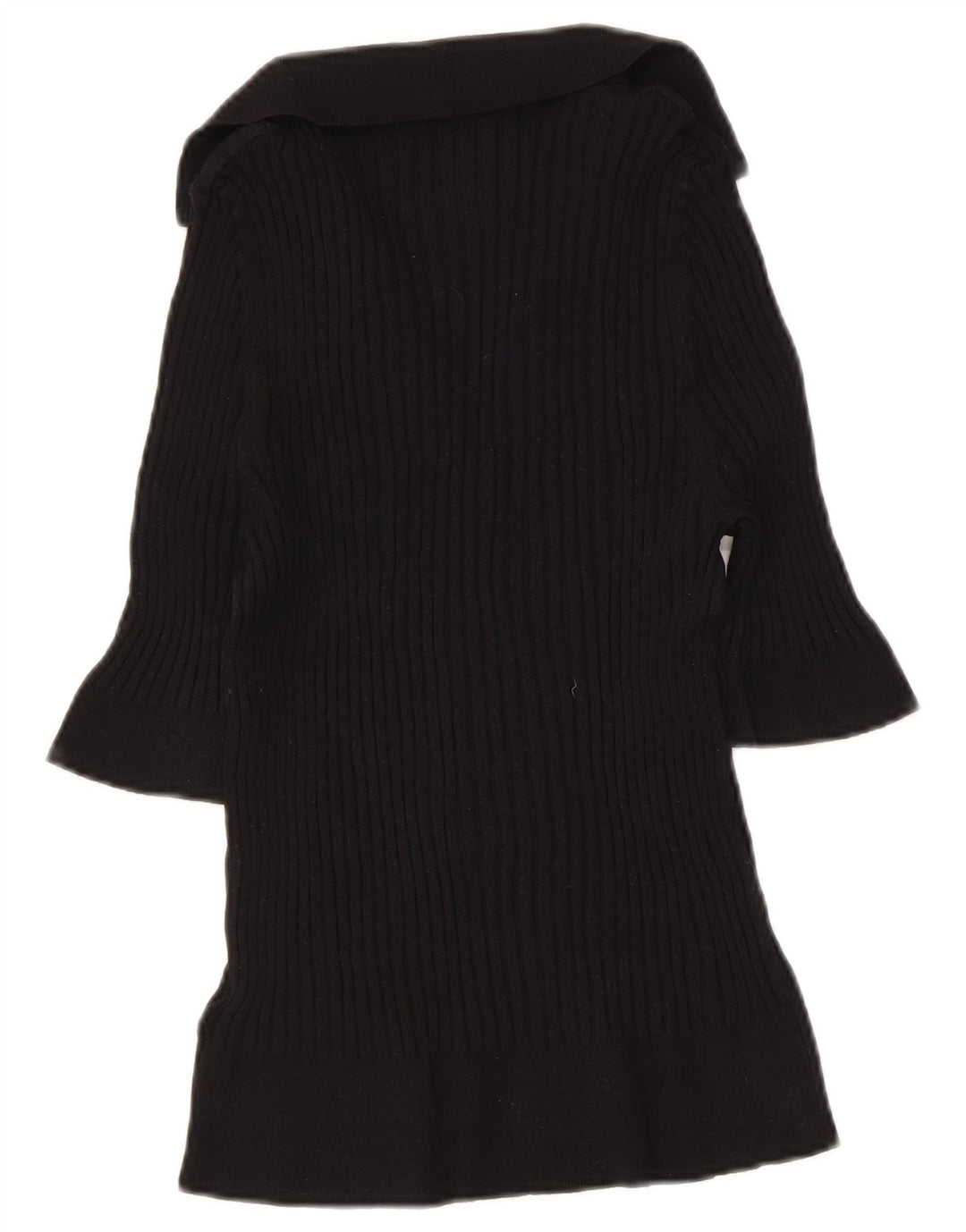 MARKS & SPENCER Dame Crop Polo Neck sweater UK 16 Large Black