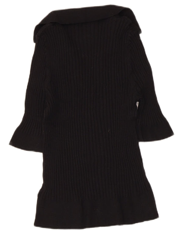 MARKS & SPENCER Dame Crop Polo Neck sweater UK 16 Large Black