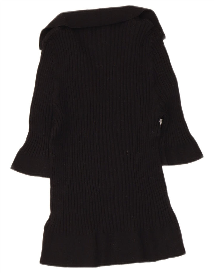 MARKS & SPENCER Dame Crop Polo Neck sweater UK 16 Large Black