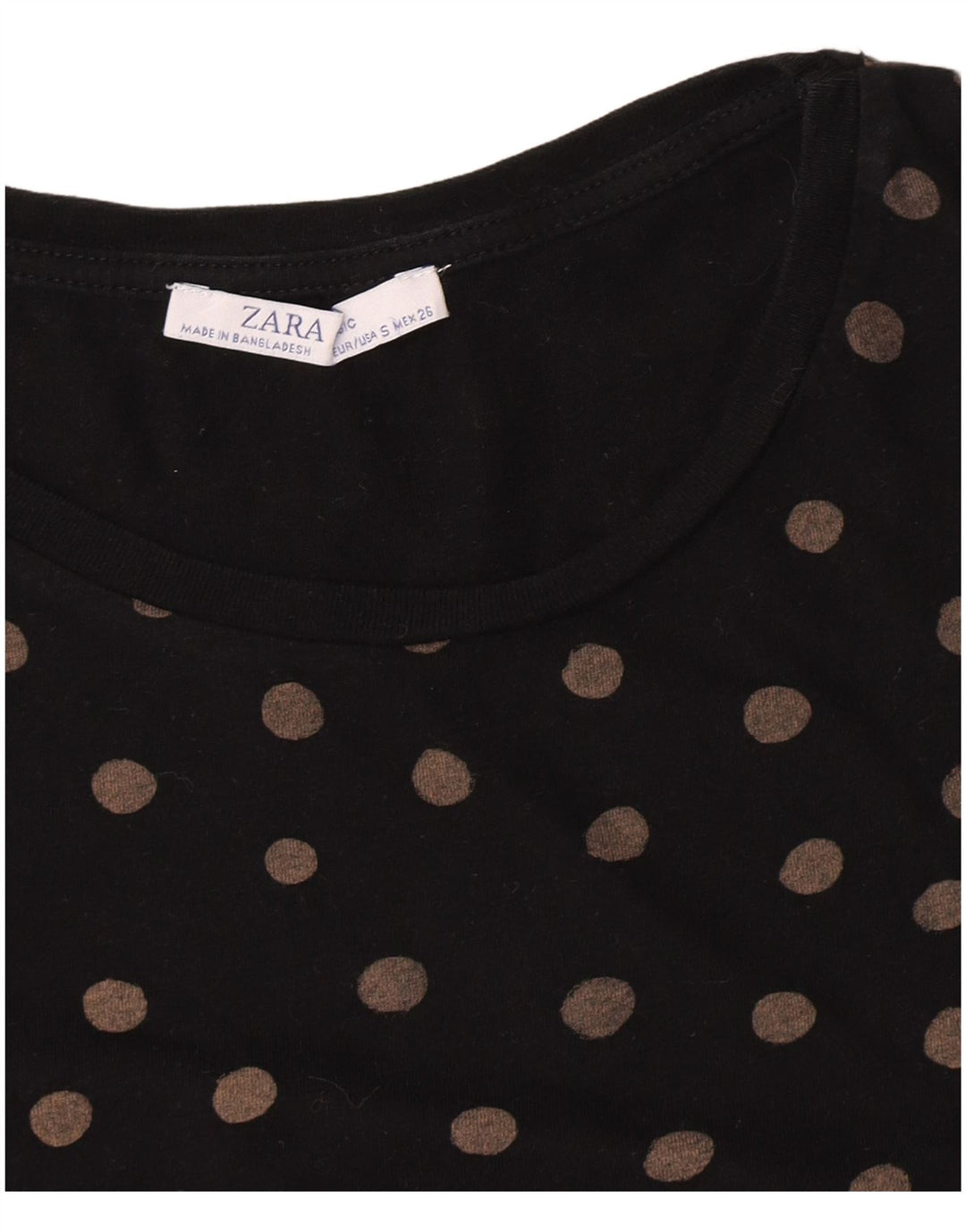 Zara T-Shirt Top UK 10 Small Black Polka Dot