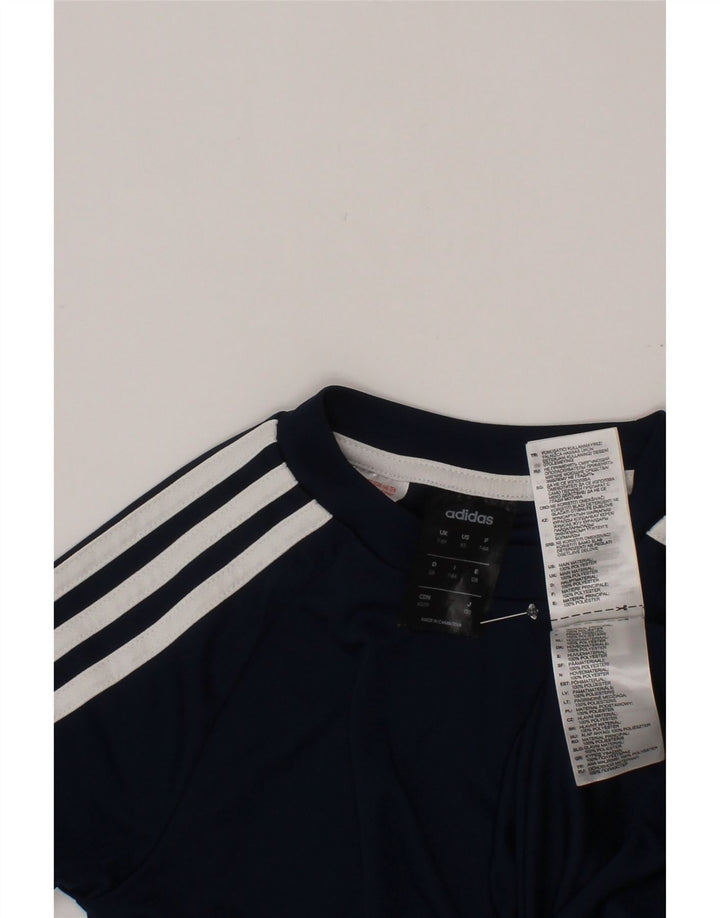 ADIDAS drenge Climalite T-shirt top 7-8 år marineblå polyester
