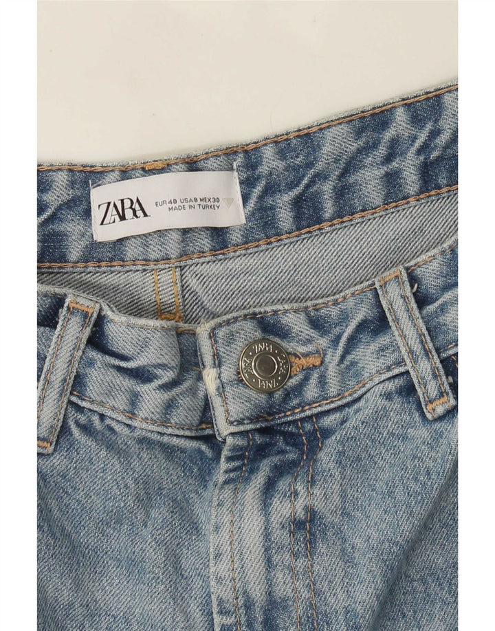 Zara Dame Distressed Wide Leg Jeans EU 40 Medium W30 L32 Blå