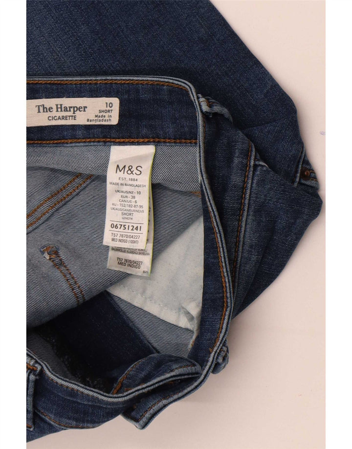 Marks & Spencer Dame Cigarette Crop Slim Jeans UK 10 Small W28 L24 Blue
