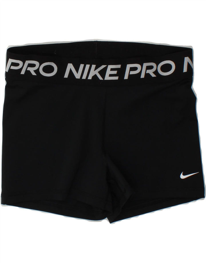 NIKE Womens Dri Fit Graphic Sport Shorts UK 16 Large  Black Polyester Vintage Nike and Second-Hand Nike from Messina Hembry 