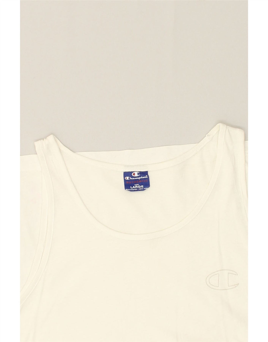CHAMPION Womens Vest Top UK 14 Large White | Vintage Champion | Thrift | Second-Hand Champion | Used Clothing | Messina Hembry 