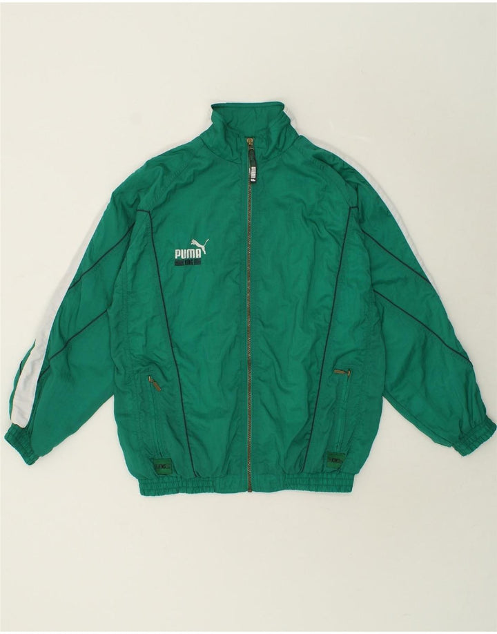 PUMA Boys Oversized Bomber Jacket 15-16 Years Green Colourblock Polyamide Vintage Puma and Second-Hand Puma from Messina Hembry 