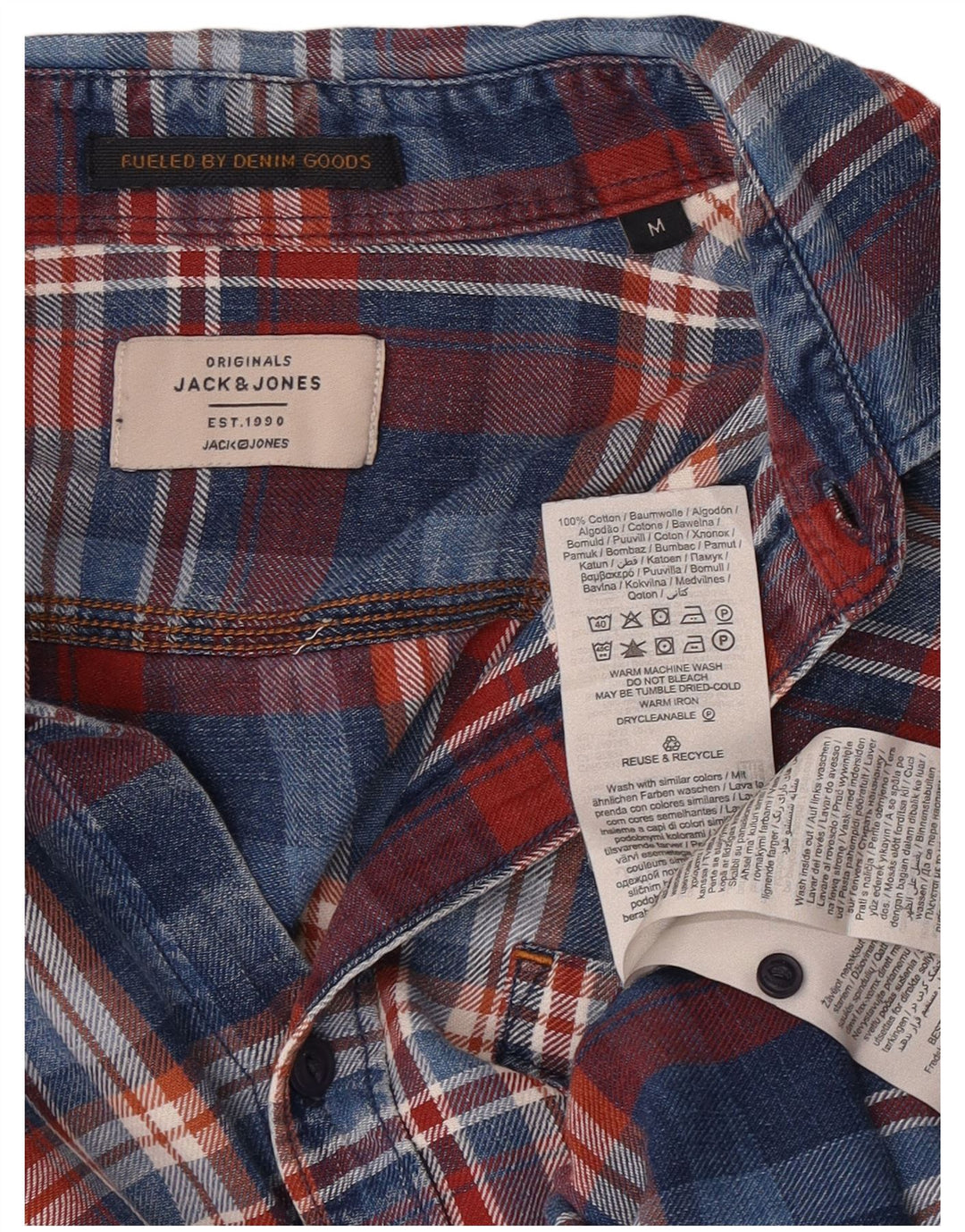 Jack & Jones Herre denimskjorte Medium marineblå ternet bomuld