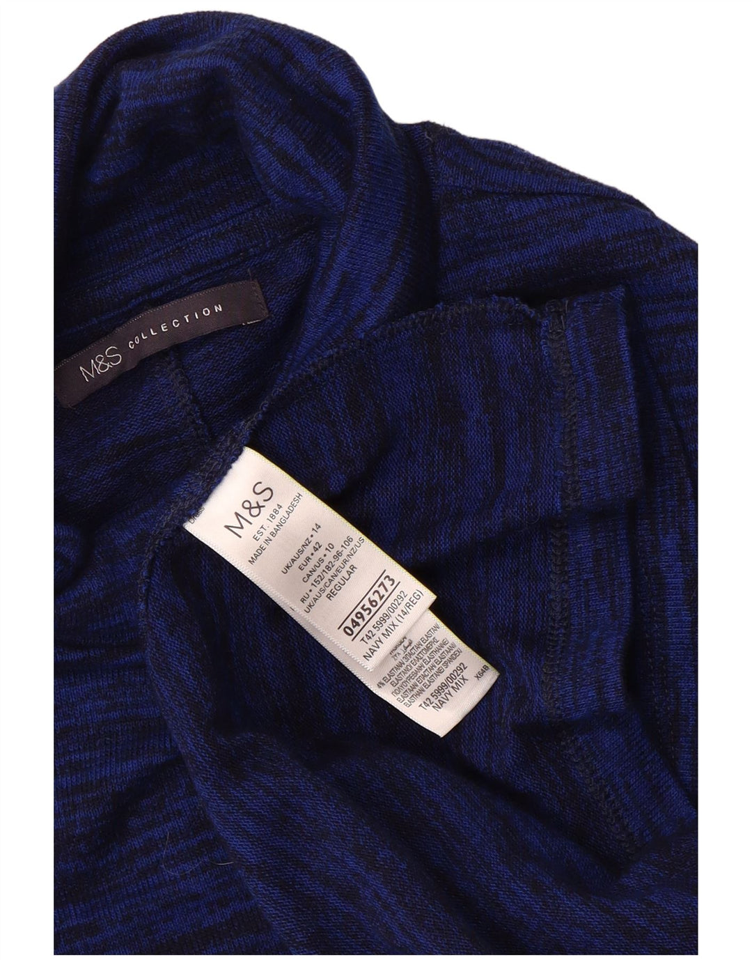 Marks & Spencer Dame Jumper Dress UK 14 Large Navy Blue Flecked Polyester