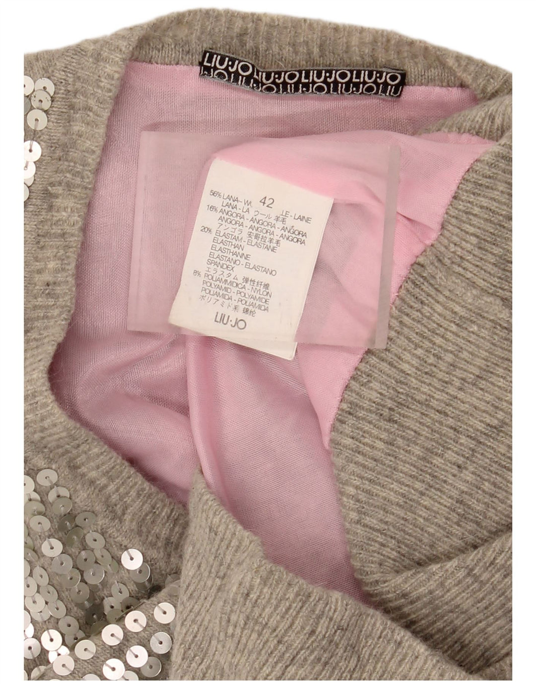 Liu Jo Dame Crop Sequin Vest Tank Top IT 42 Medium Grey Uld