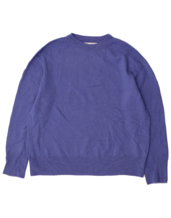 Zara Dame Oversized Crew Neck Jumper Sweater UK 10 Small Blue Wool