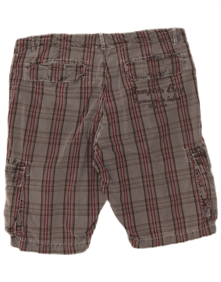 Scorpion Bay Herre Cargo Shorts W36 store grå ternet bomuld
