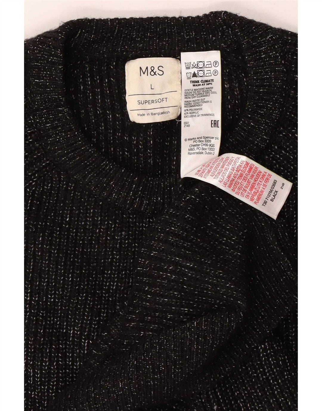Marks & Spencer Herre sweater med rund hals, stor sort plettet polyamid