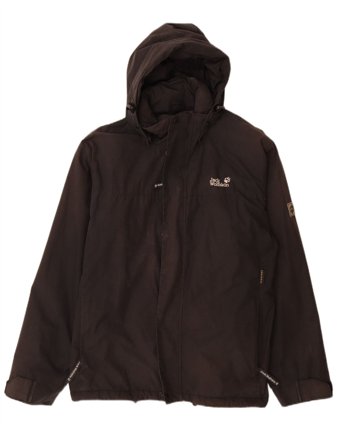 Jack Wolfskin Herre Hooded Windbreaker Jacket UK 40/42 Large Black Polyester