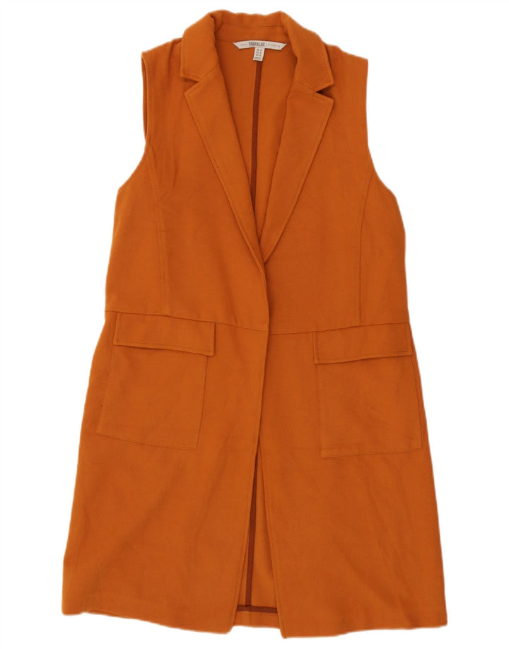 Zara Dame Trafaluc Longline Gilet UK 12 Medium Orange Polyester