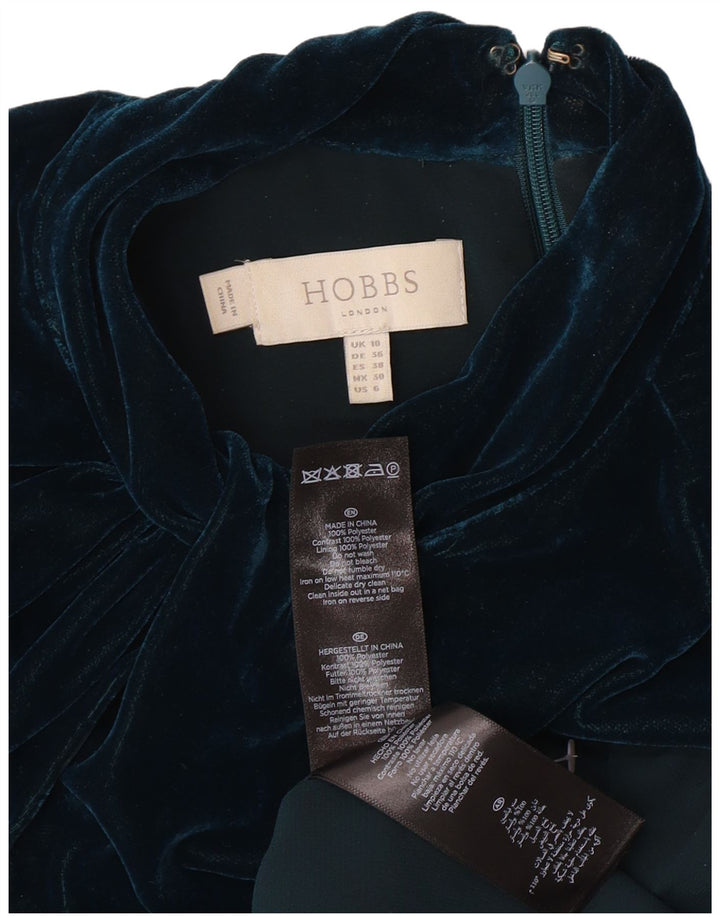 HOBBS Dame Oversized Velour A-Line Kjole UK 10 Small Green Colourblock