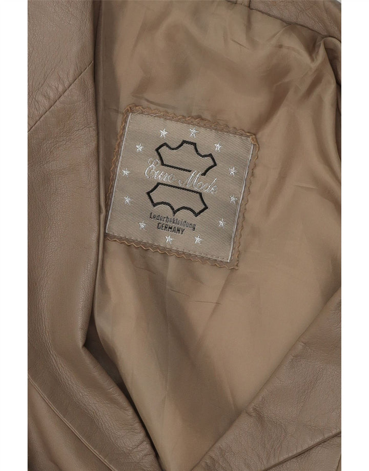 VINTAGE Dame 3-knaps læder blazerjakke UK 16 Stort gråt læder