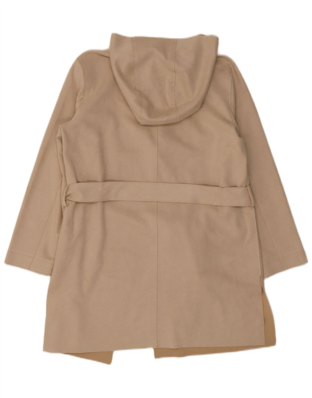 Zara Overfrakke med hætte til kvinder UK 14 Medium Beige Polyester