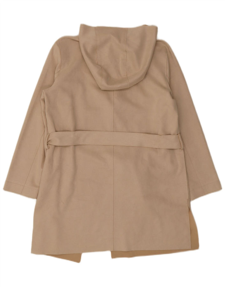 Zara Overfrakke med hætte til kvinder UK 14 Medium Beige Polyester