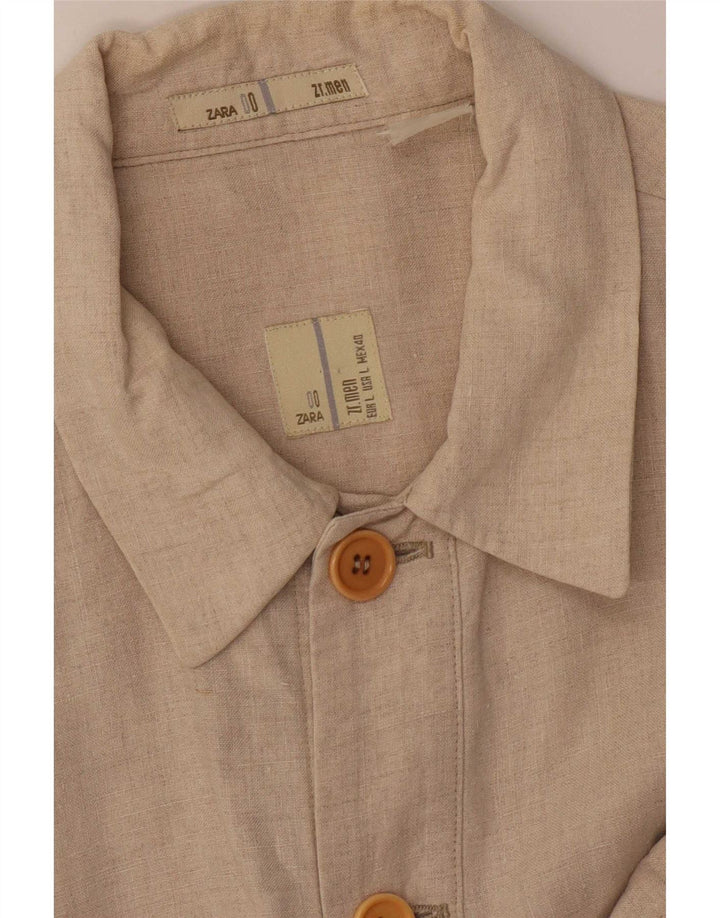 Zara Herre Overfrakke UK 40 Large Beige