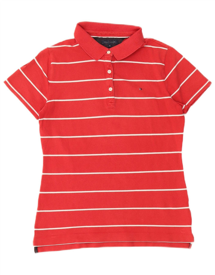 TOMMY HILFIGER Dame poloshirt UK 12 Medium rødstribet bomuld