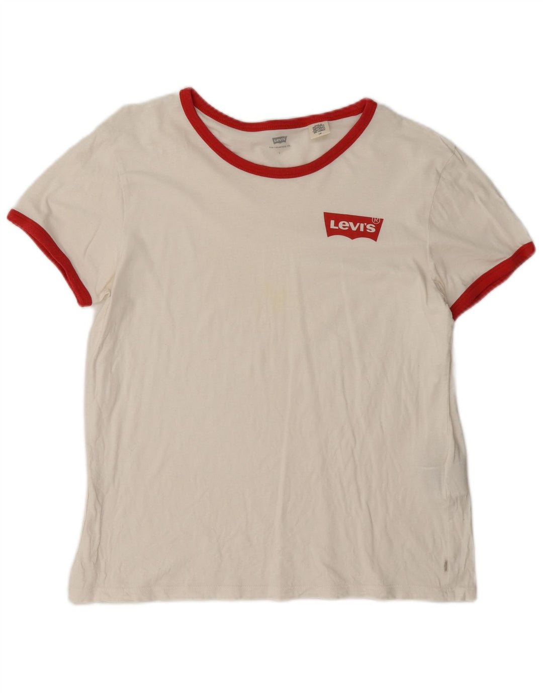 Levi's Dame T-Shirt Top UK 16 Stor Hvid Bomuld