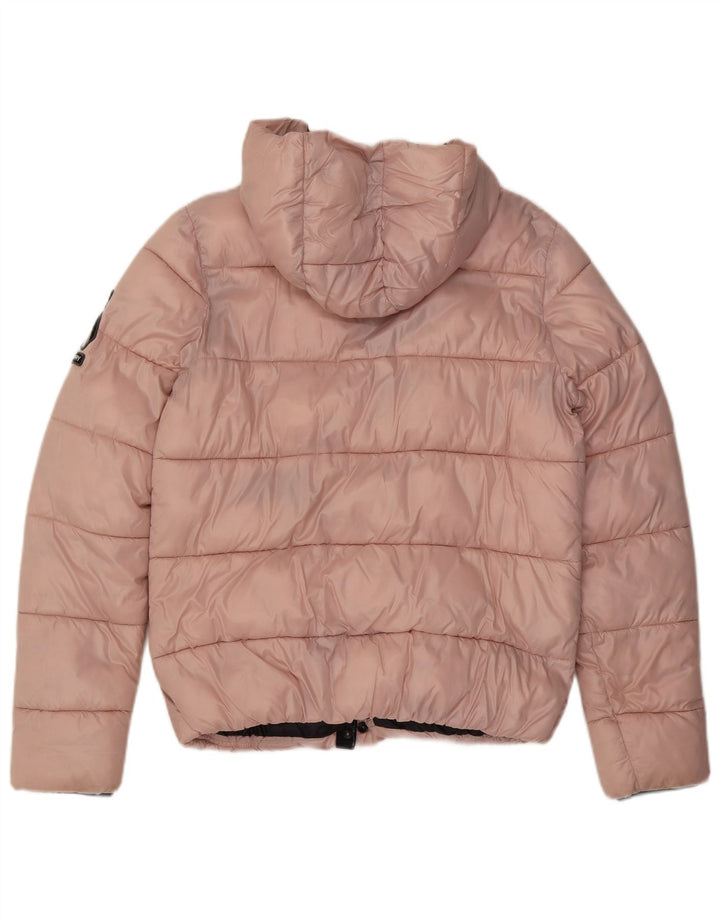 Superdry Polstret hættejakke til kvinder UK 12 Medium Pink Nylon