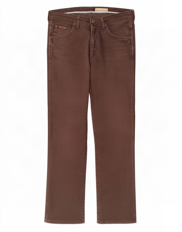 Wrangler Herre Arizona Straight Jeans W33 L32 Brun Bomuld