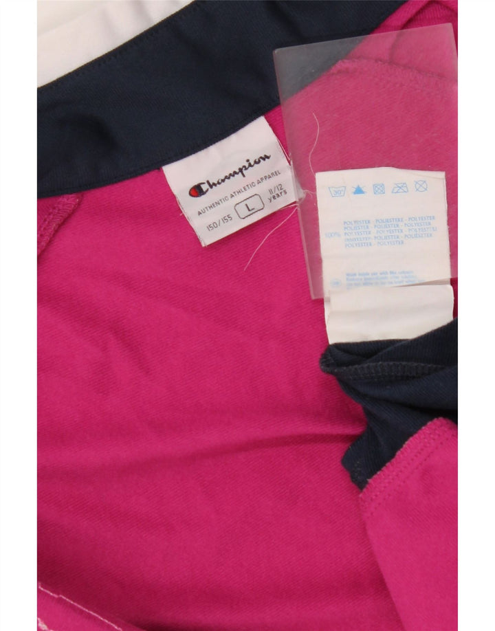 CHAMPION Girls Tracksuit Top Jacket 11-12 Years Large Pink Colourblock