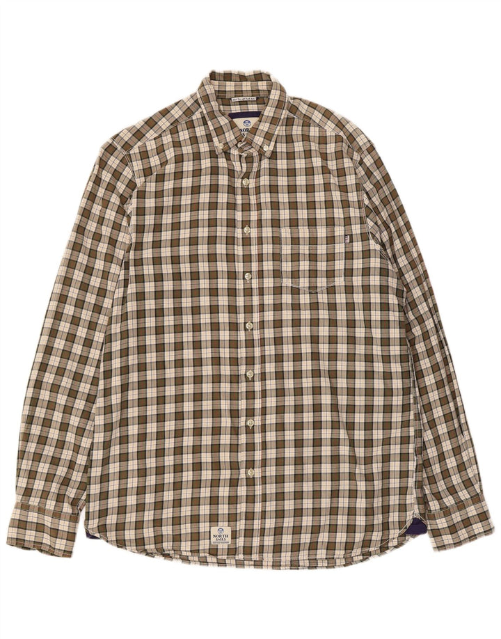 North Sails Herreskjorte XL Khaki Plaid Bomuld