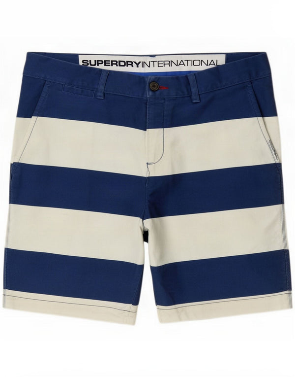 Superdry Chino Shorts til mænd XL W38 blå stribet bomuld
