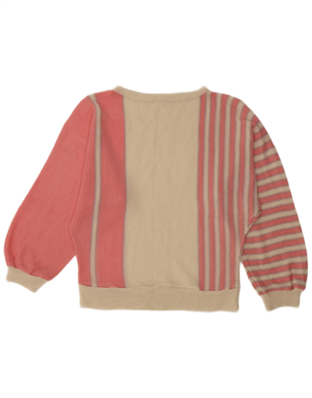 VINTAGE Dame Boat Neck Jumper Sweater UK 14 Medium Pink Colourblock