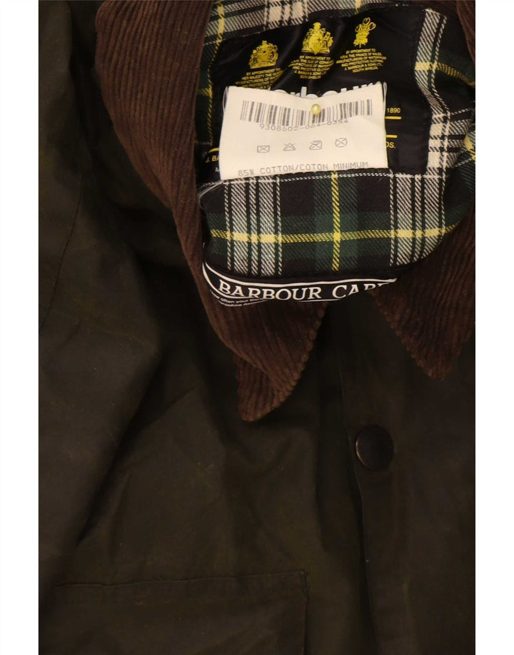 Barbour Herre Border Waxed Cotton Jacket UK 40 Medium Khaki Colourblock