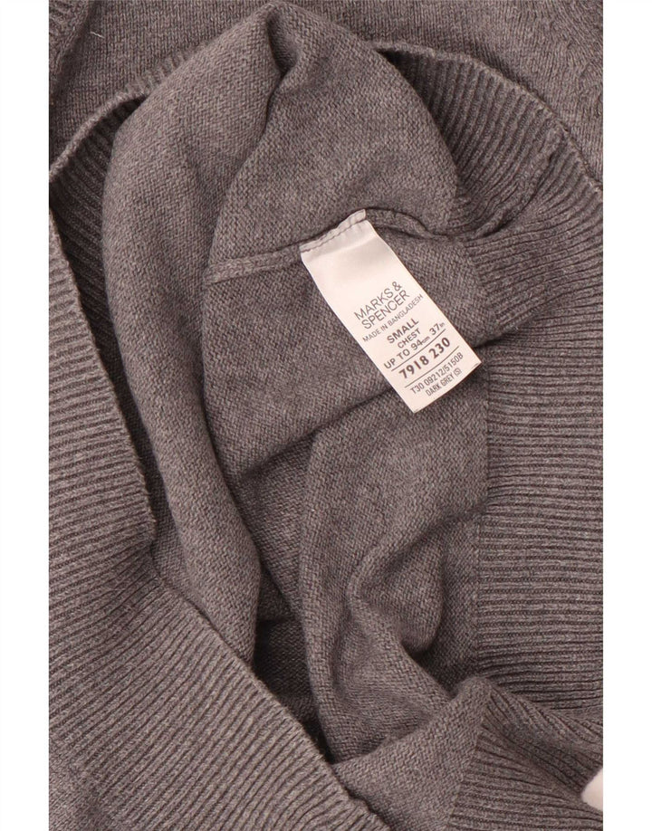 Marks & Spencer Herre V-hals sweater lille grå bomuld