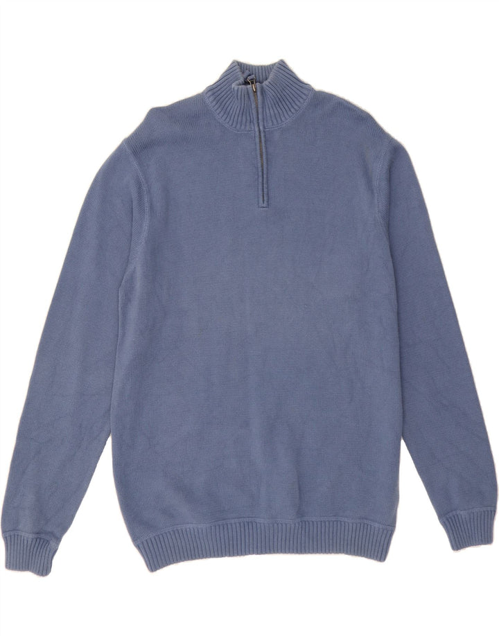 EDDIE BAUER Mens Zip Neck Jumper Sweater Large Blue Cotton Vintage Eddie Bauer and Second-Hand Eddie Bauer from Messina Hembry 
