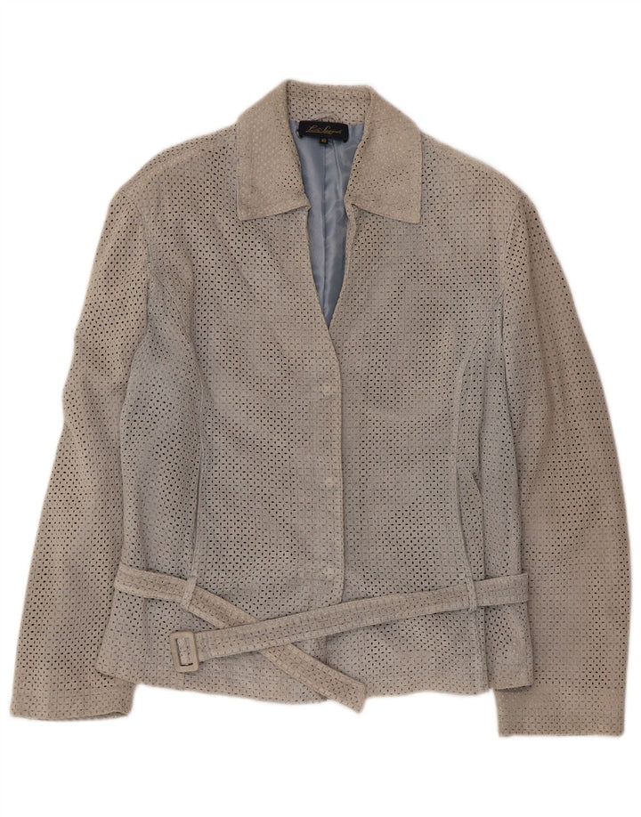 Luisa Spagnoli Dame Ruskind Blazer Jacket IT 48 XL Grå Læder