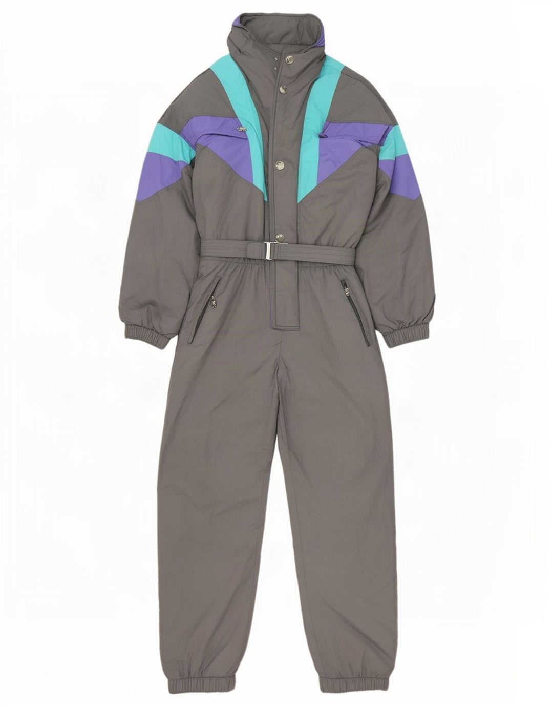 Vintage Ski Jumpsuit til mænd, lille grå farveblok
