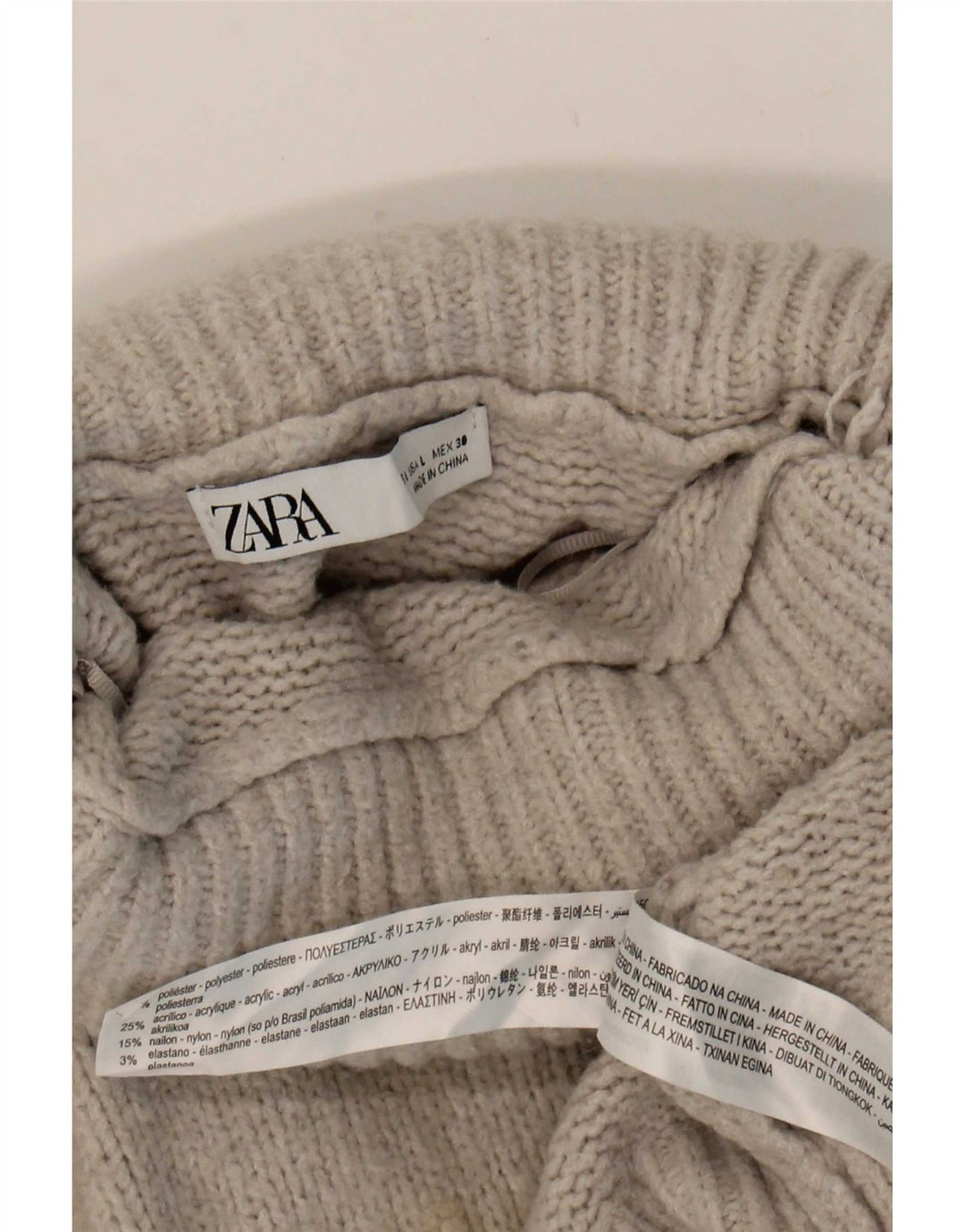 Zara Dame Oversized Roll Neck Jumper Sweater UK 14 Large Grå Polyester