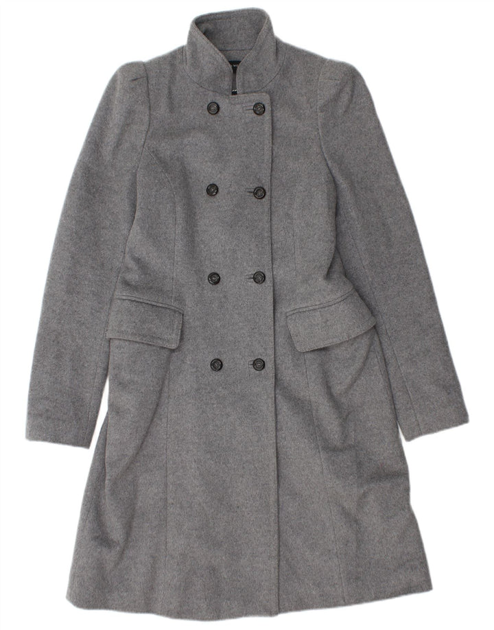 Zara Dame Dobbeltradet Frakke UK 12 Medium Grey Uld