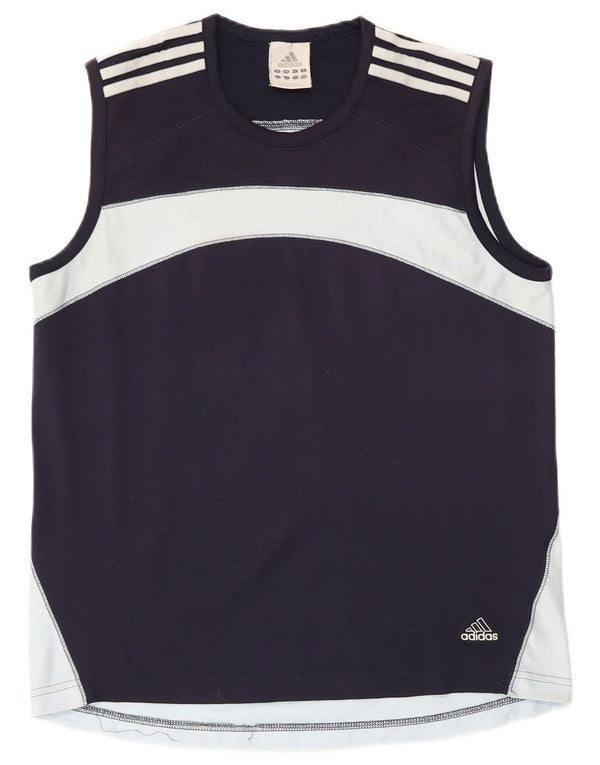 Adidas Mens Vest Top Medium Navy Blue Colourblock Polyester