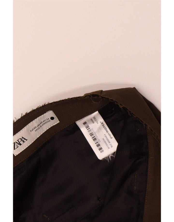 Zara Dame Bootcut Chino Bukser XS W24 L33 Khaki Polyester