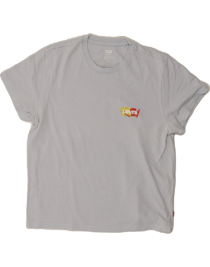 LEVI'S Womens Graphic T-Shirt Top UK 14 Medium Blue Cotton Vintage Levi's and Second-Hand Levi's from Messina Hembry 