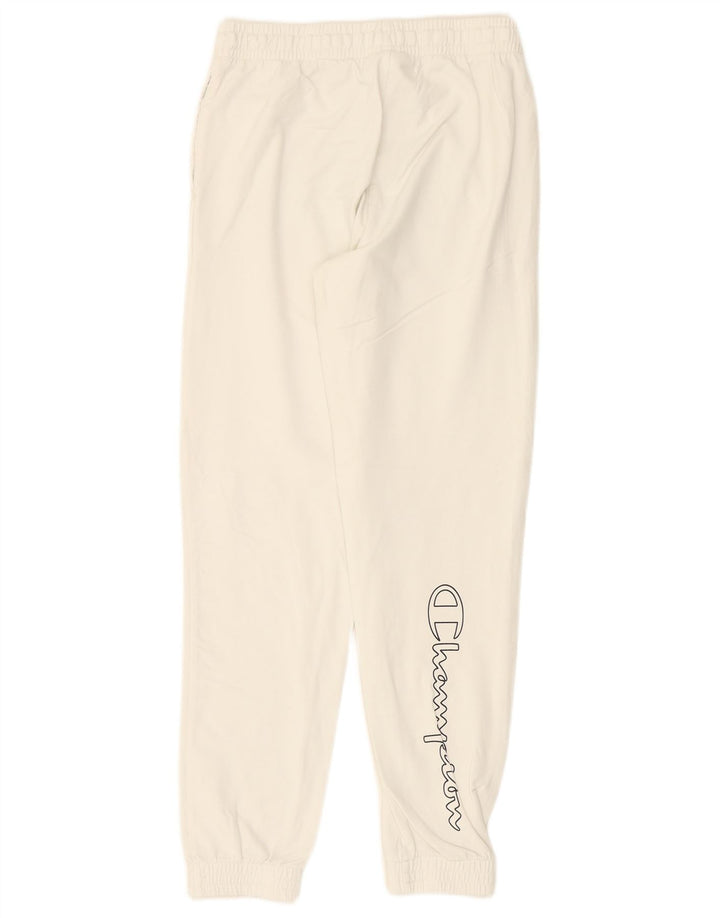 CHAMPION Womens Graphic Tracksuit Trousers Joggers UK 12 Medium Off White