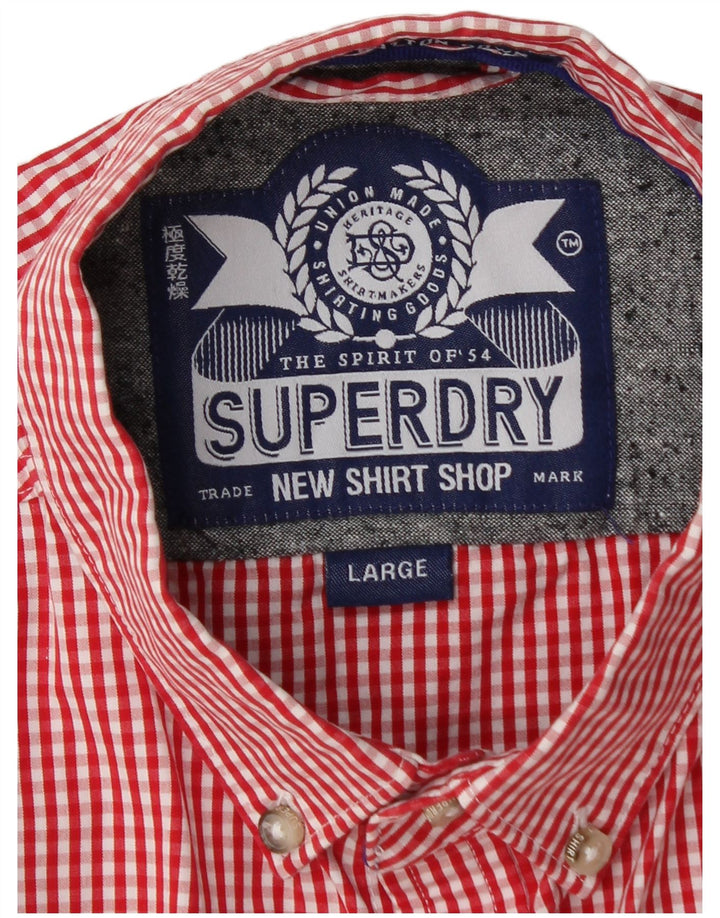 SUPERDRY Kortærmet Herreskjorte Stor rød Gingham Bomuld