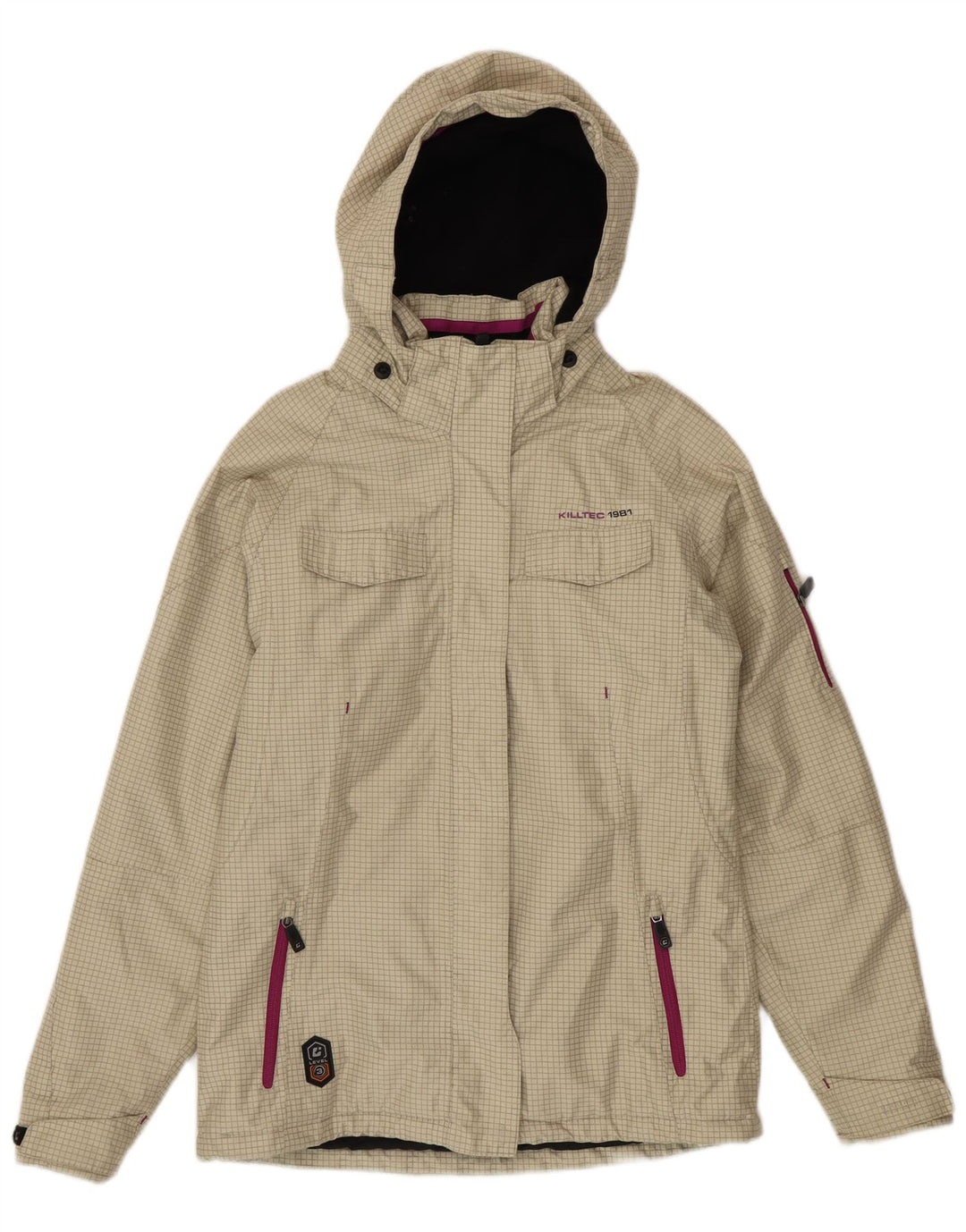 Killtec piger vindjakke 15-16 år beige ternet polyester