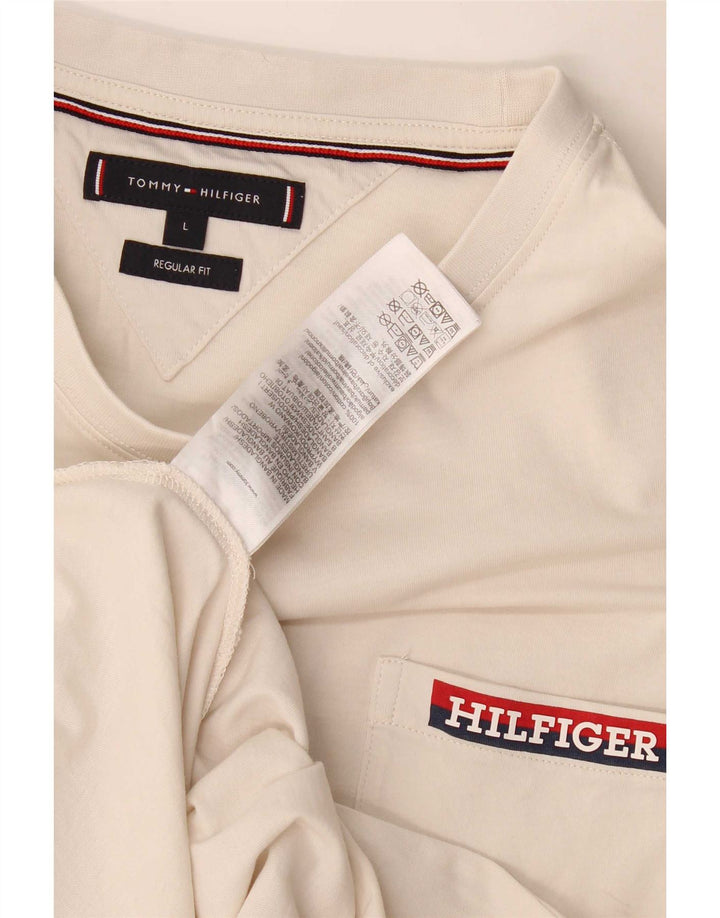 Tommy Hilfiger Herre Regular Fit T-Shirt Top Stor Beige Bomuld