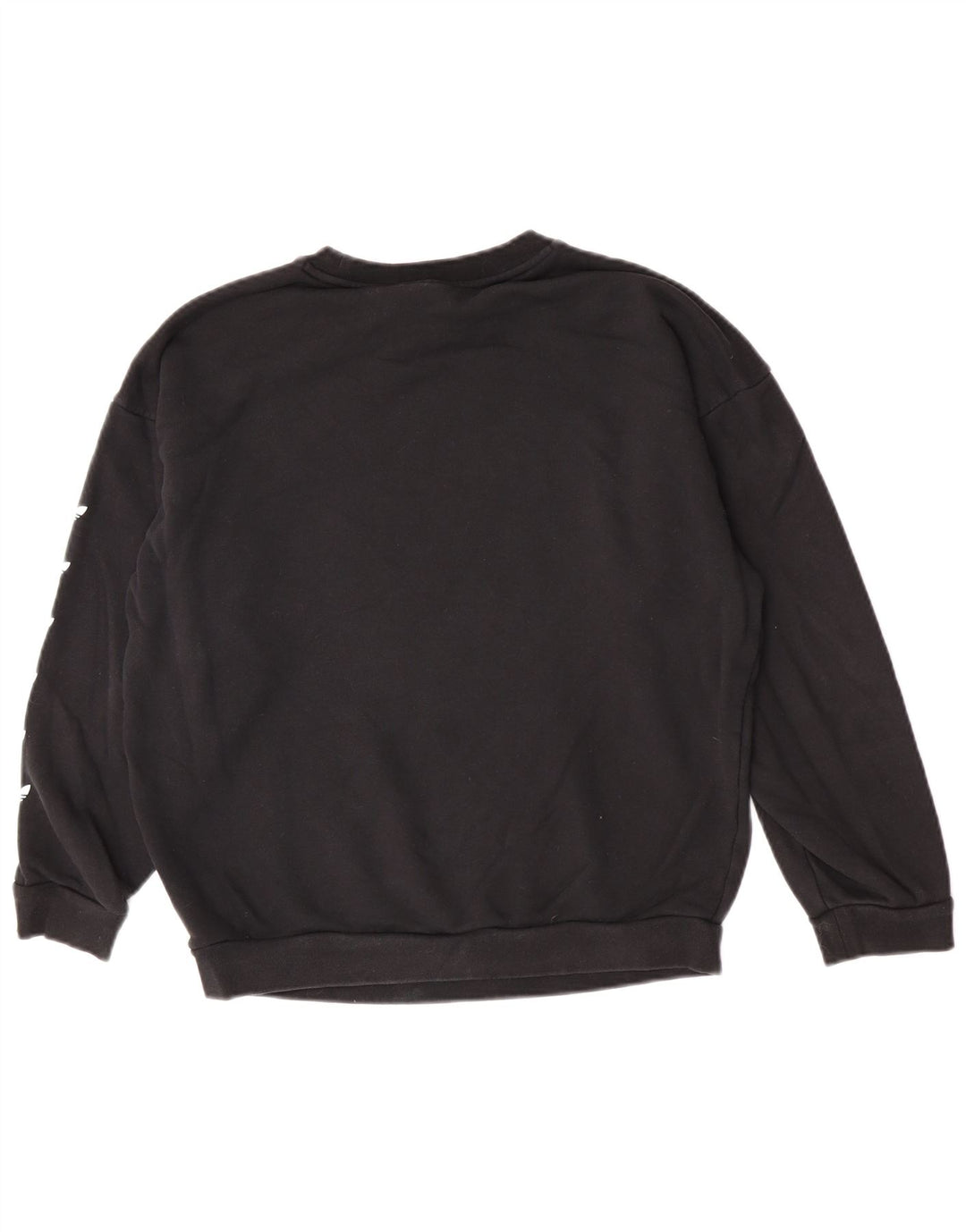 Adidas Dame Grafisk Oversized Sweatshirt Jumper UK 12 Medium Sort Bomuld