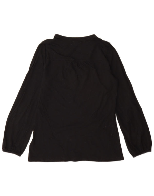 Ralph Lauren Dame Langærmet Bluse Top UK 12 Medium Sort Bomuld