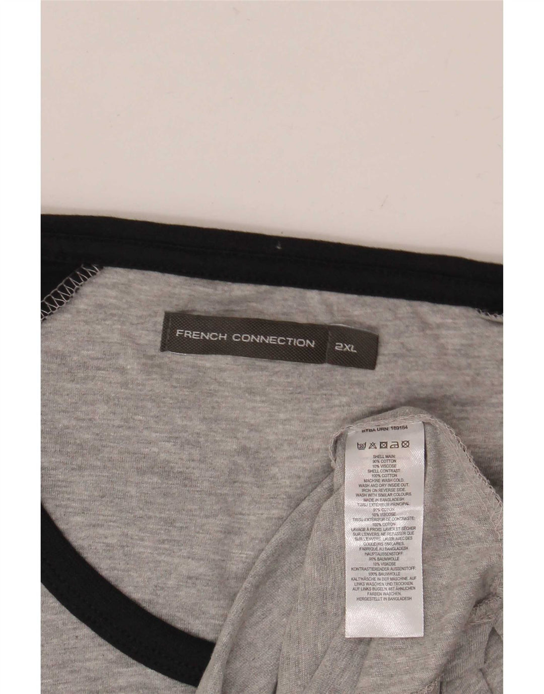 French Connection Herre Top Langærmet 2XL Grå Colourblock Bomuld