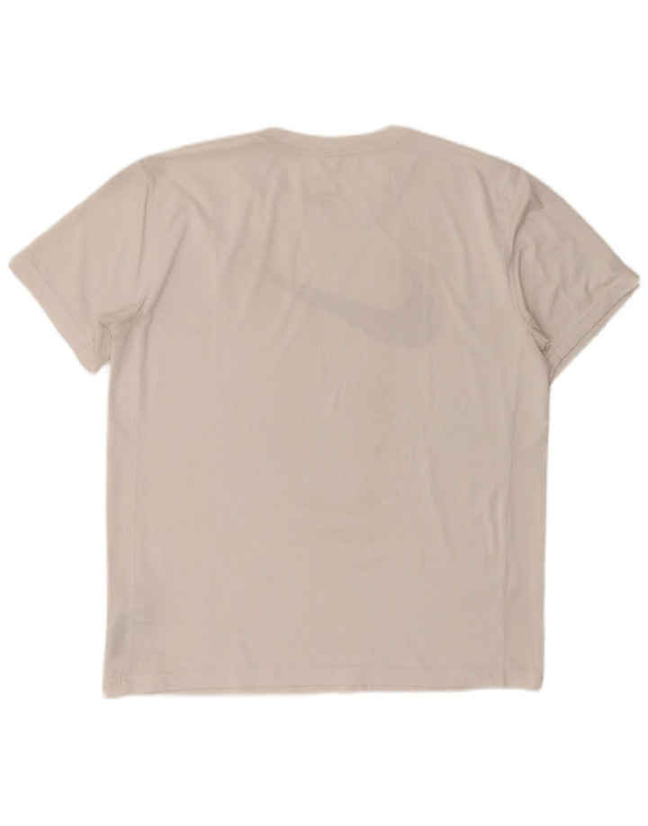 Nike Herre Dri Fit grafisk T-shirt Top Stor hvid polyester