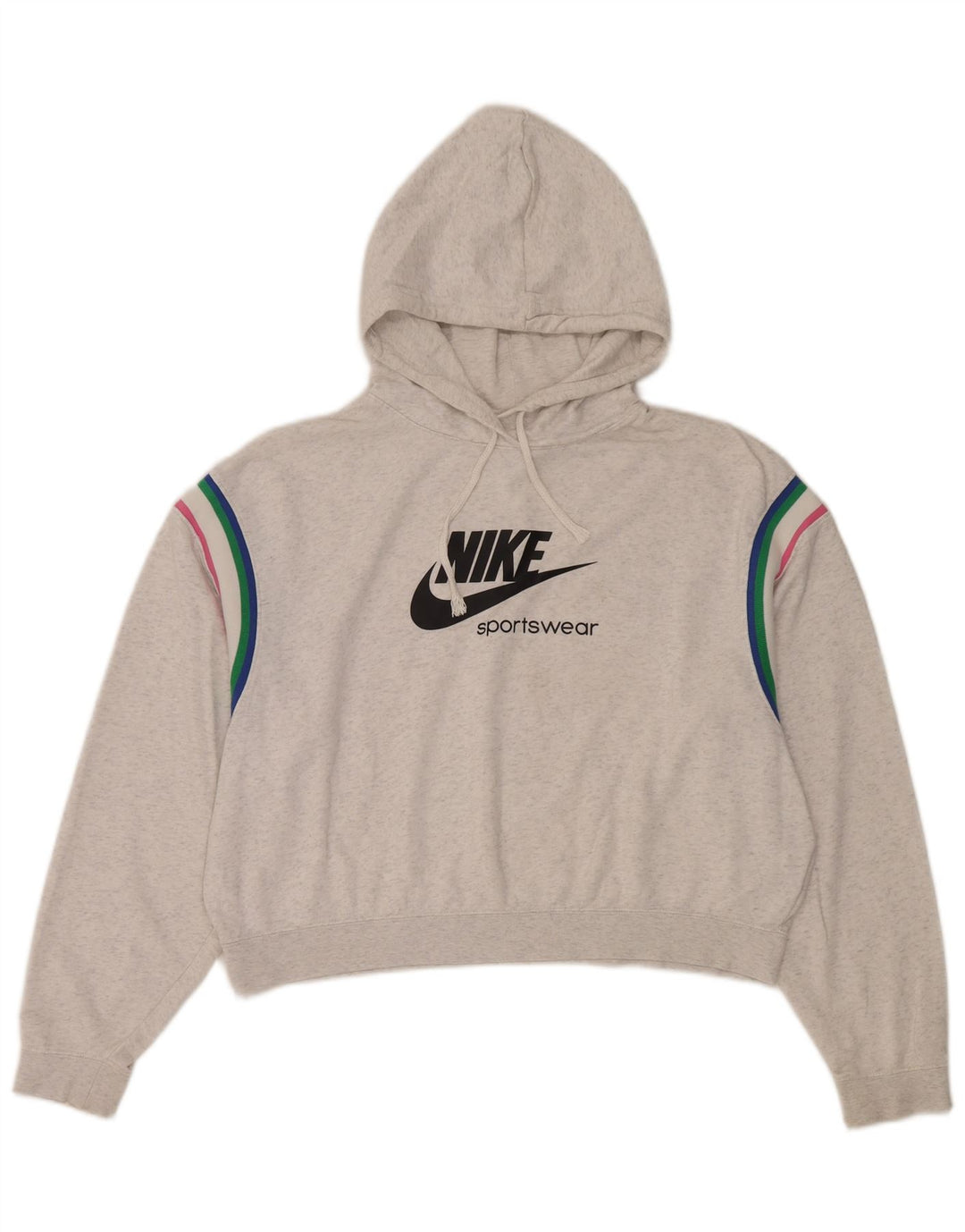 Nike Dame Grafisk Oversized Hoodie Jumper UK 14 Medium Grey Bomuld
